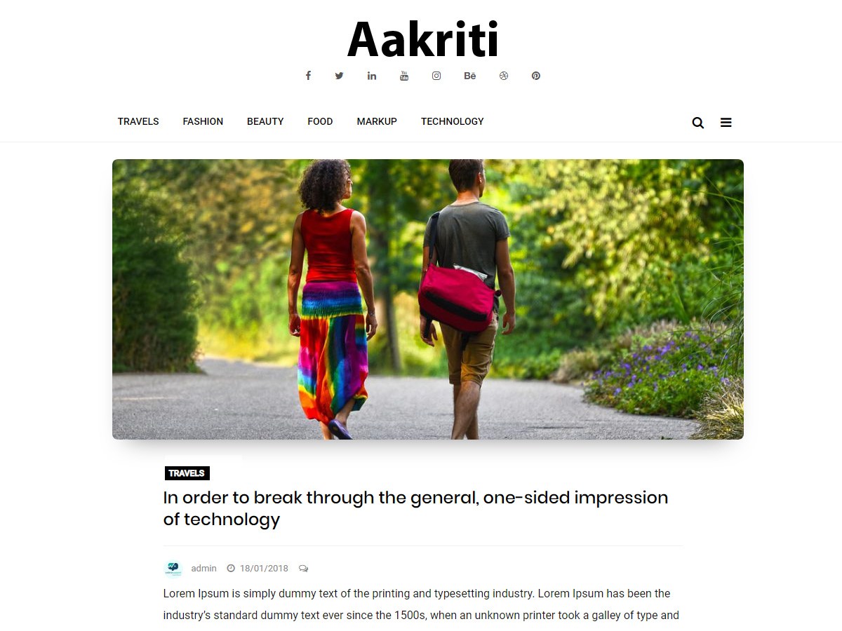 Download Aakriti Personal Blog 1.0.5 – Free WordPress Theme