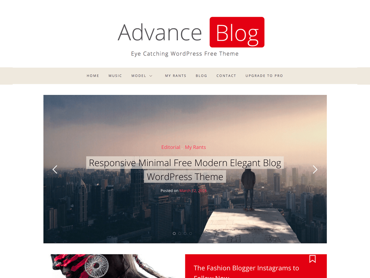 Download Advance Blog 1.0.8 – Free WordPress Theme