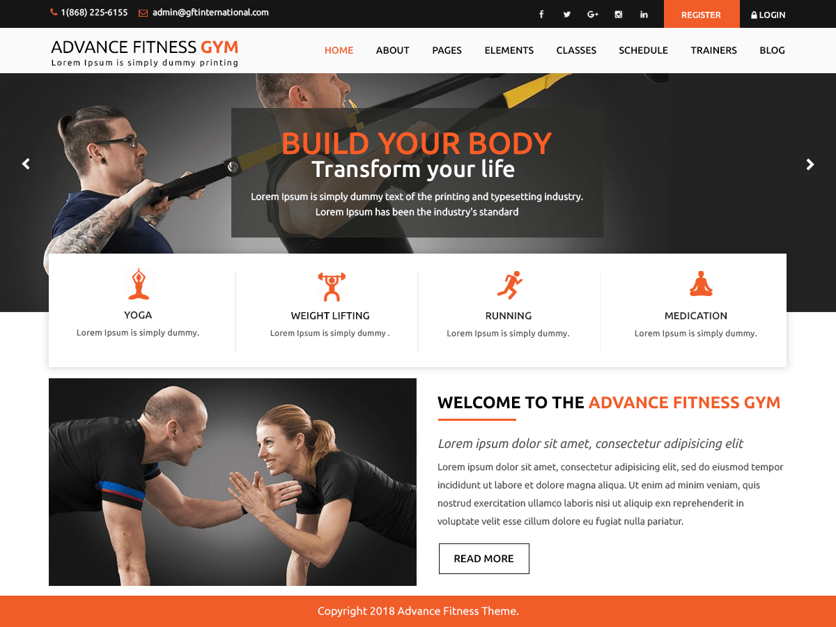 Download Advance Fitness Gym 0.1 – Free WordPress Theme