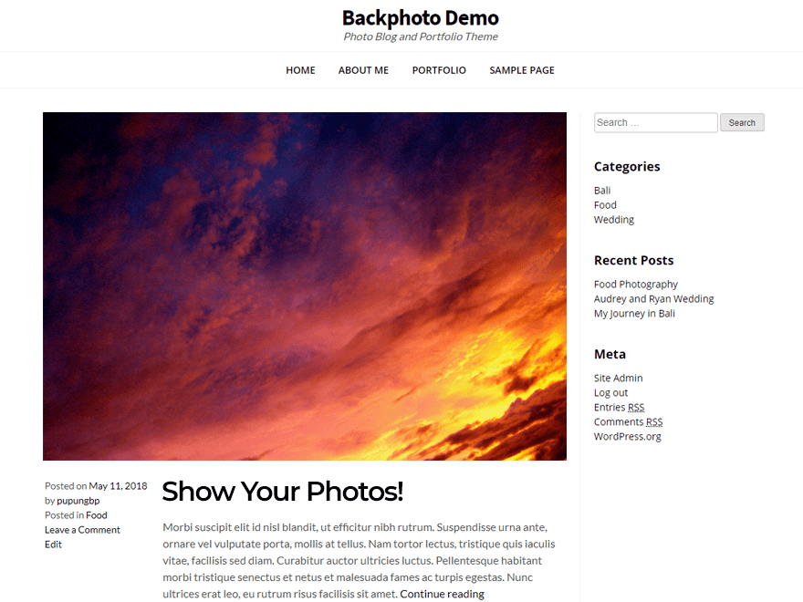 Download Backphoto 1.0.4 – Free WordPress Theme