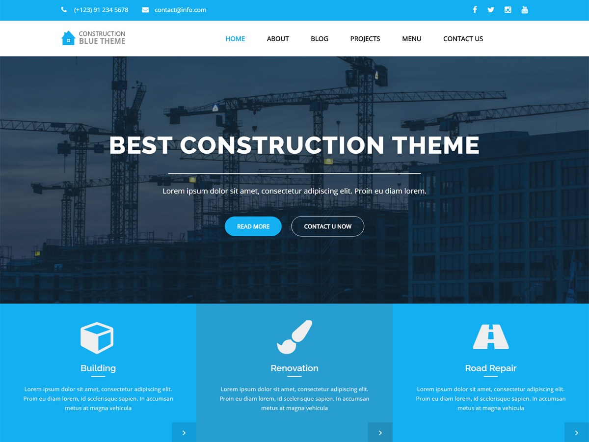 Download Blue Construction 1.0.3 – Free WordPress Theme