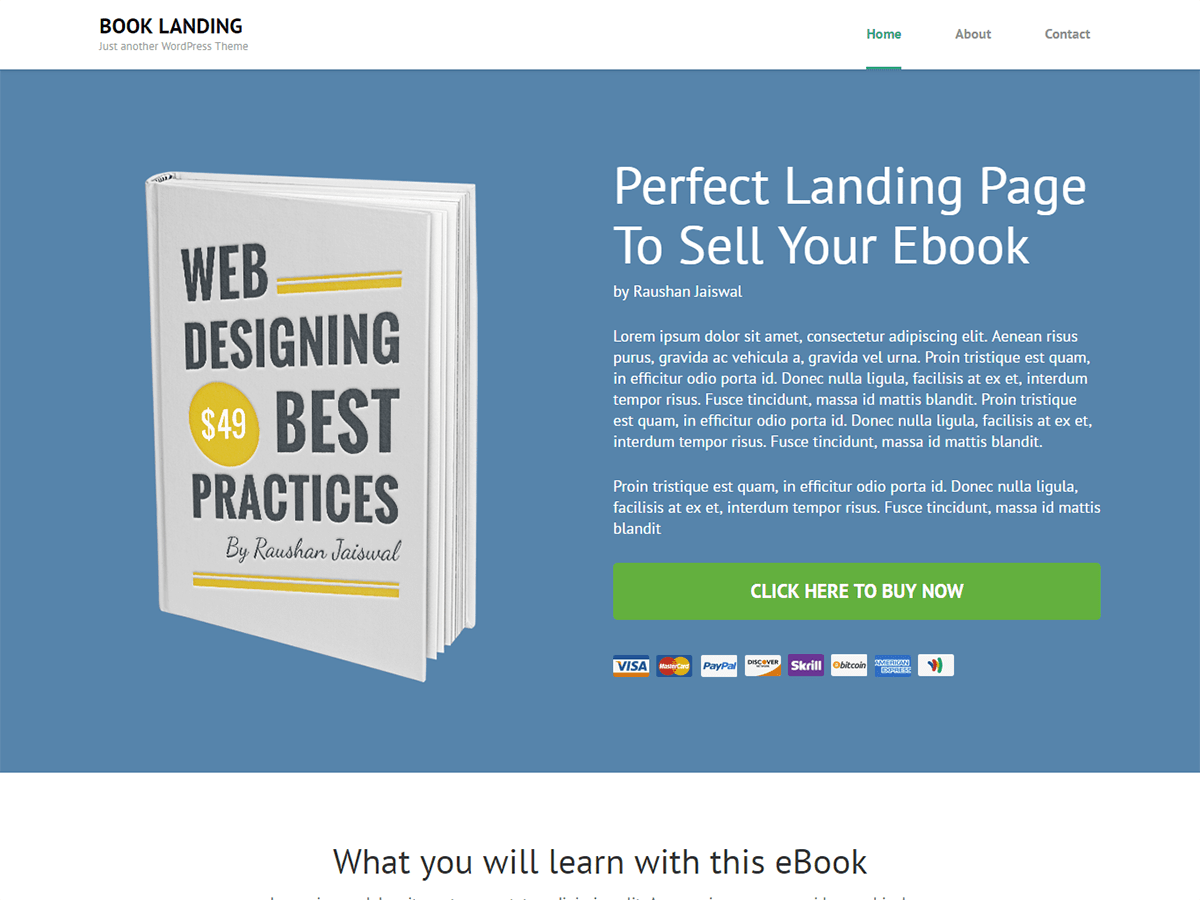 Download Book Landing Page 1.1.1 – Free WordPress Theme