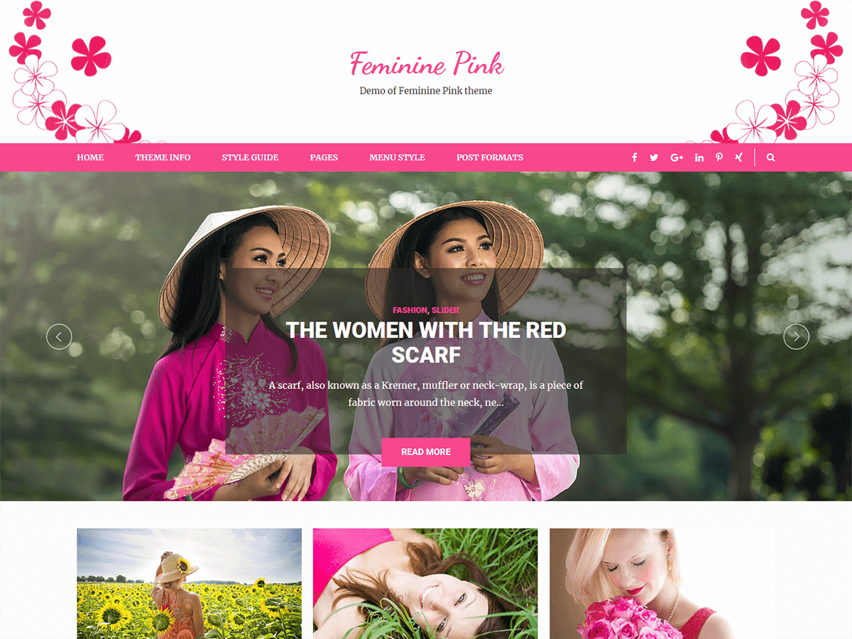 Download Feminine Pink 1.0.2 – Free WordPress Theme