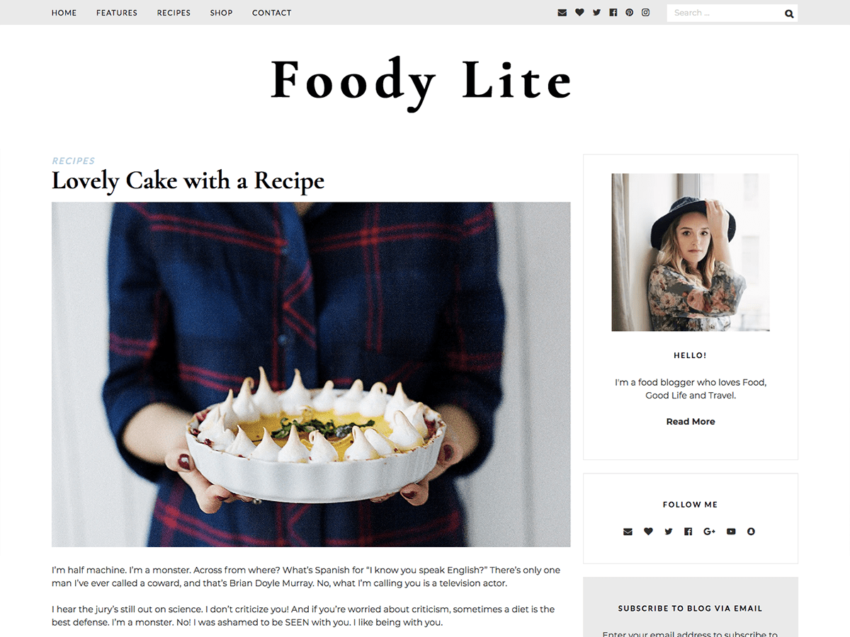 Download FoodyLite 1.0.5 – Free WordPress Theme