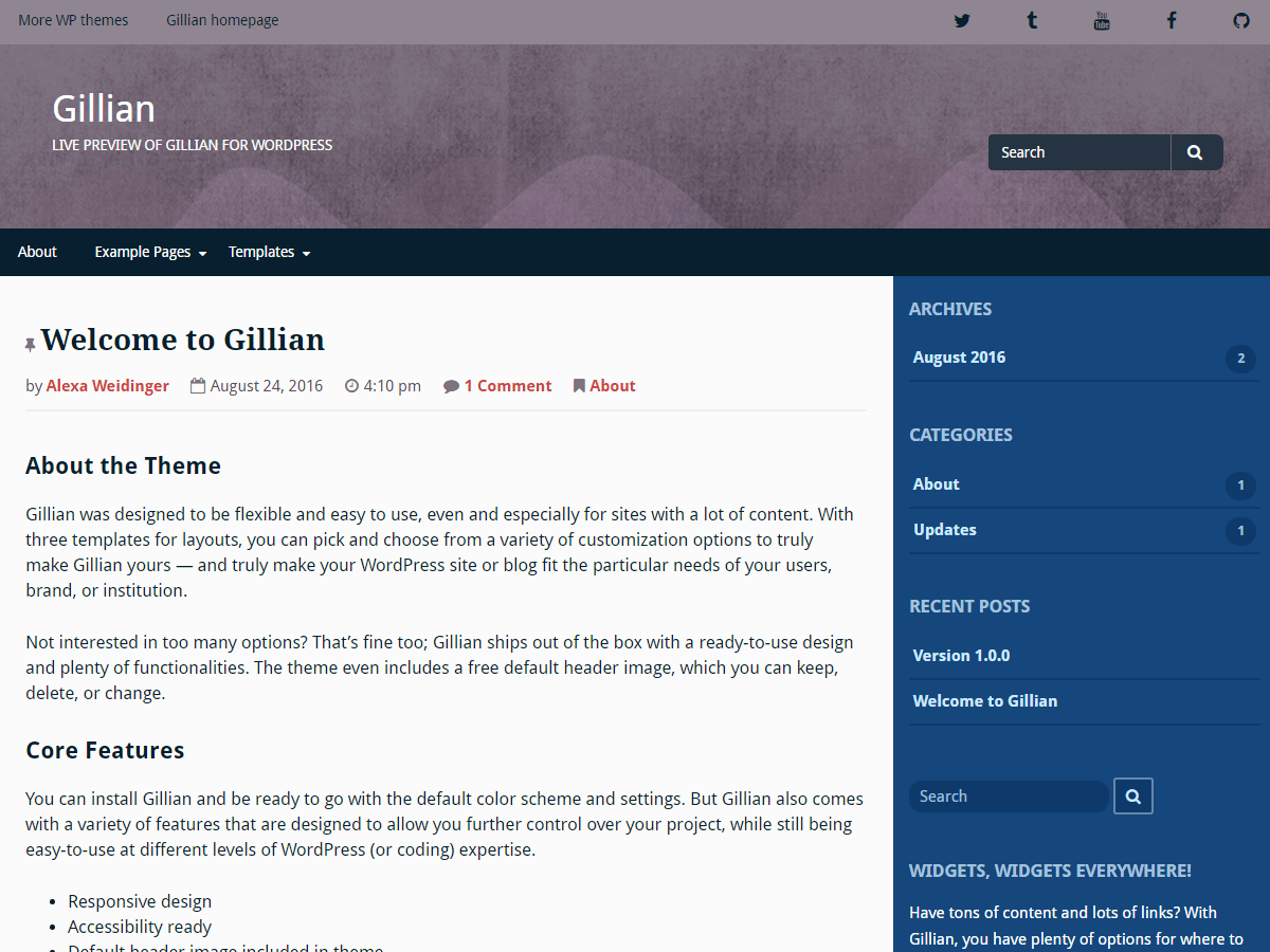 Download Gillian 1.0.9 – Free WordPress Theme