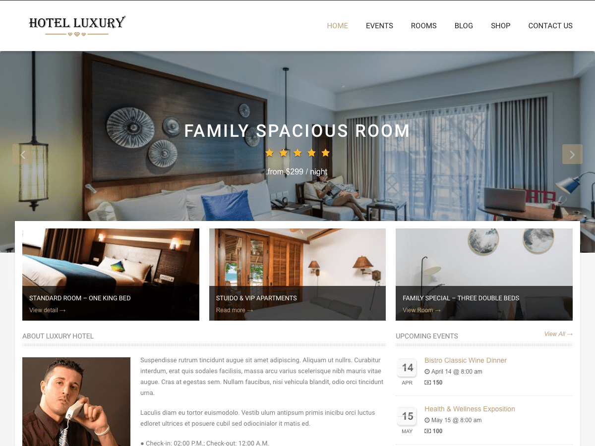 Download Hotel Luxury 1.0.1 – Free WordPress Theme