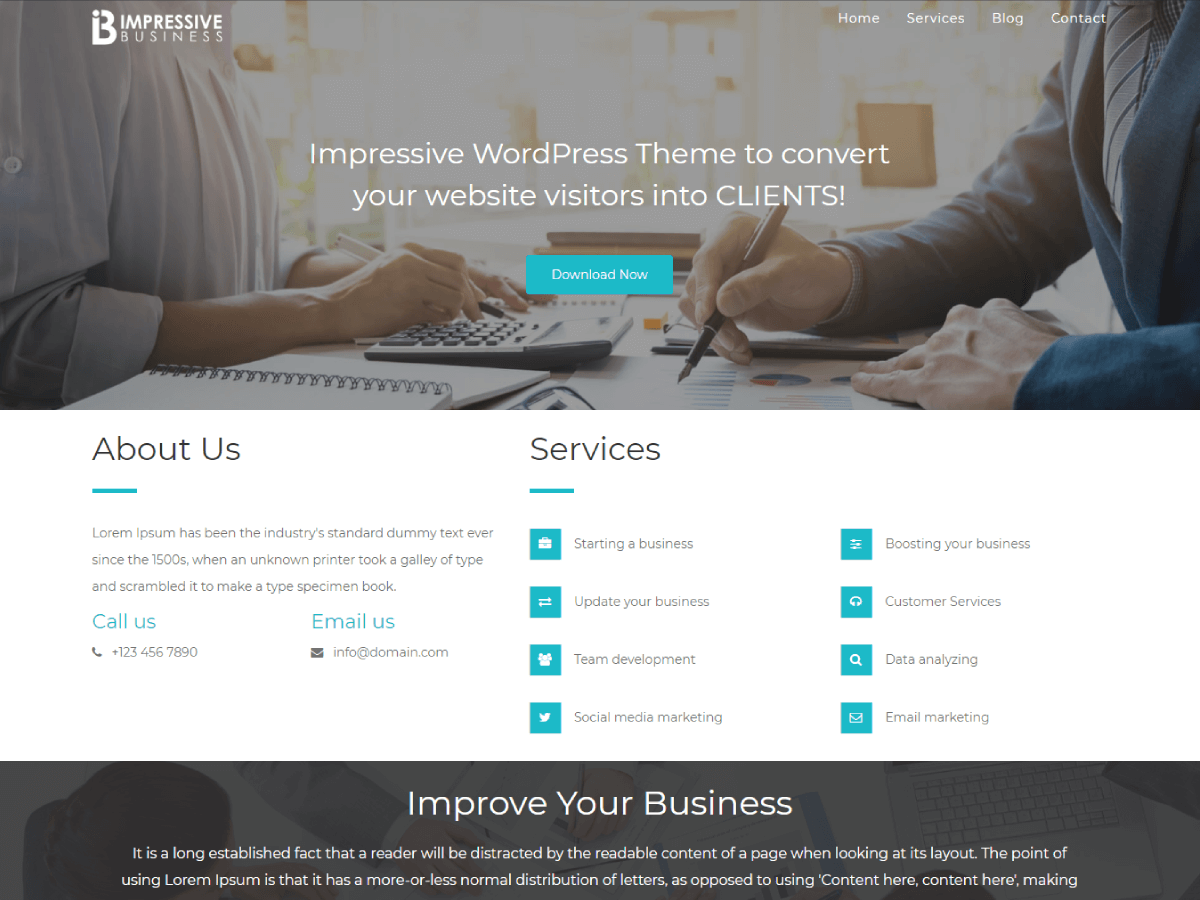 Download Impressive Business 1.0.13 – Free WordPress Theme