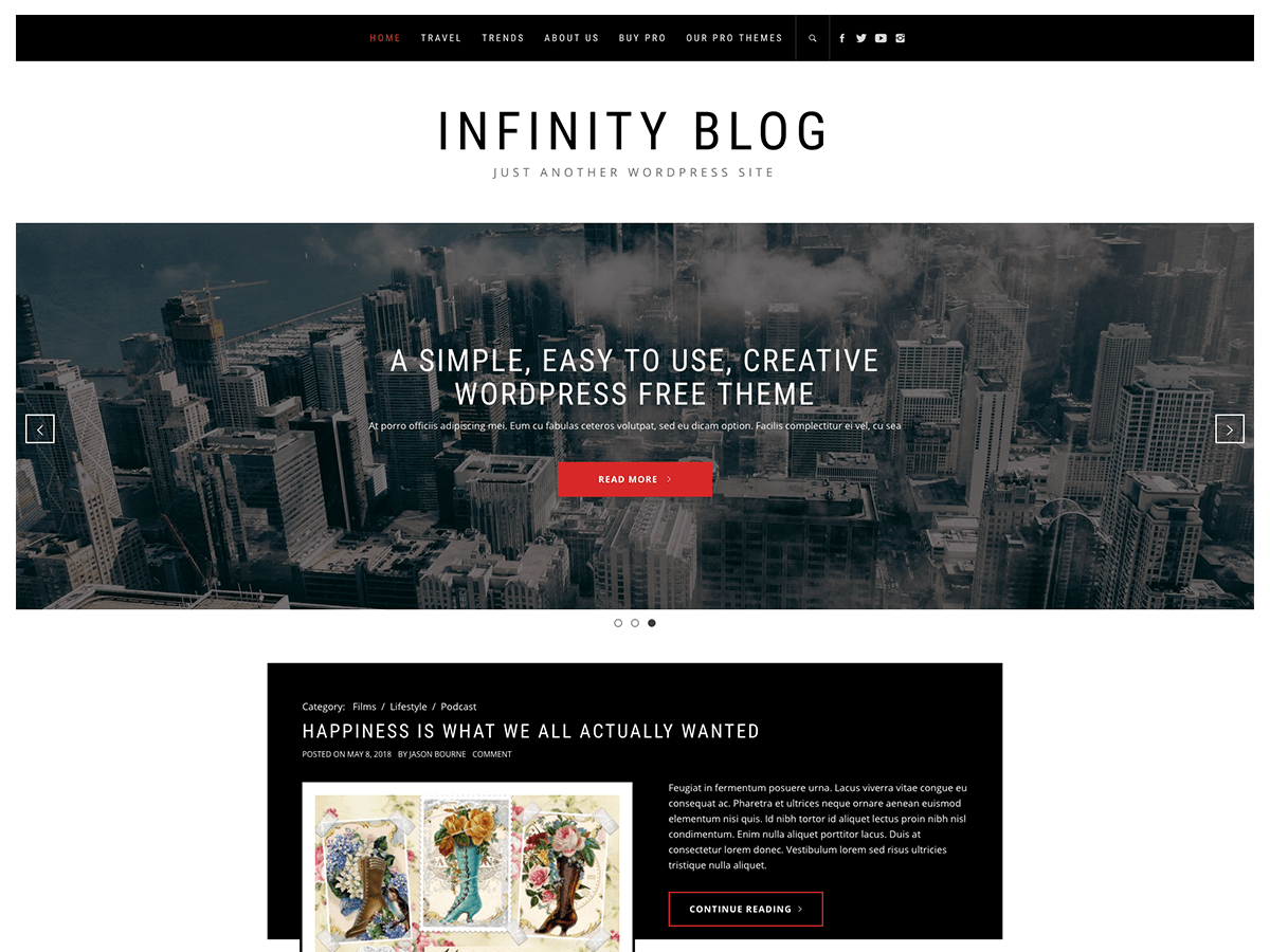 Download Infinity Blog 1.0.4 – Free WordPress Theme