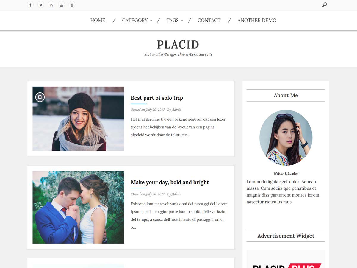 Download Placid 1.0.7 – Free WordPress Theme