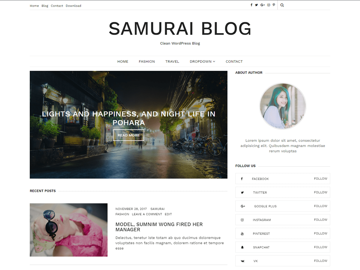 Download Samurai 1.0.6 – Free WordPress Theme