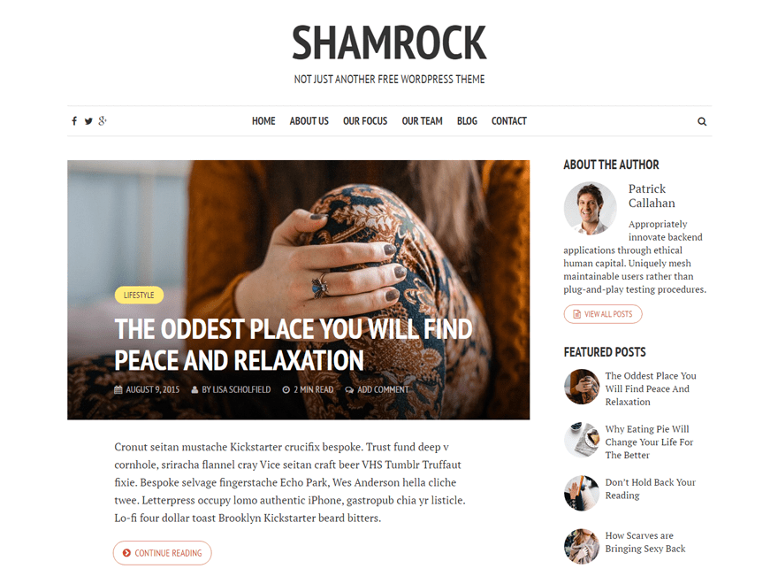 Download Shamrock 1.1 – Free WordPress Theme