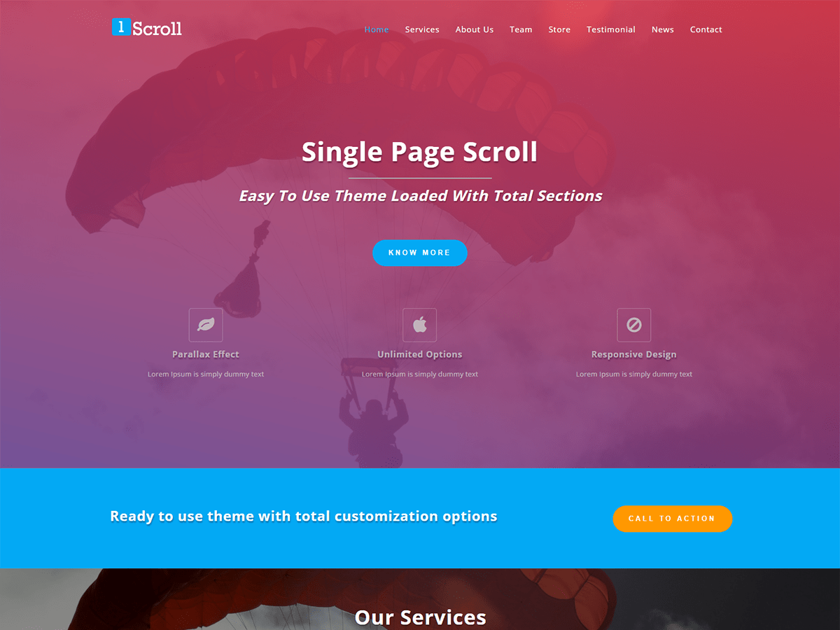 Download Single Page Scroll 1.0.1 – Free WordPress Theme