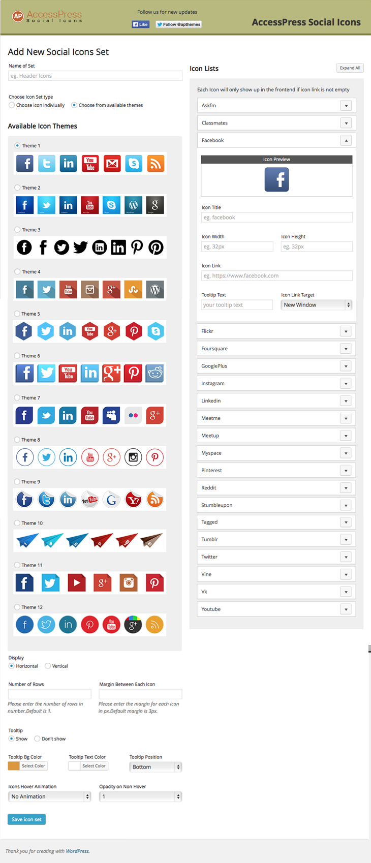 Social Icons WordPress Plugin – AccessPress Social Icons 1.7.1 1