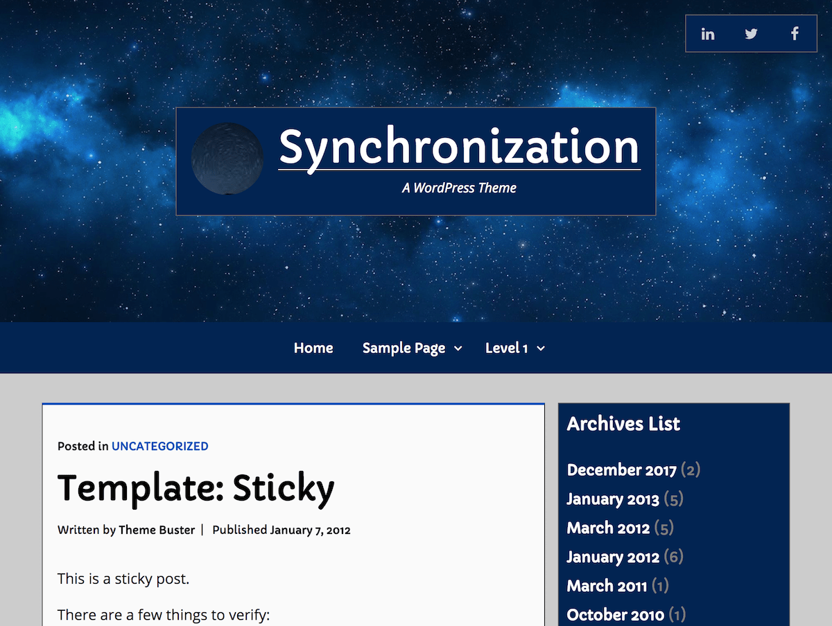Download Synchronization 1.0.2 – Free WordPress Theme