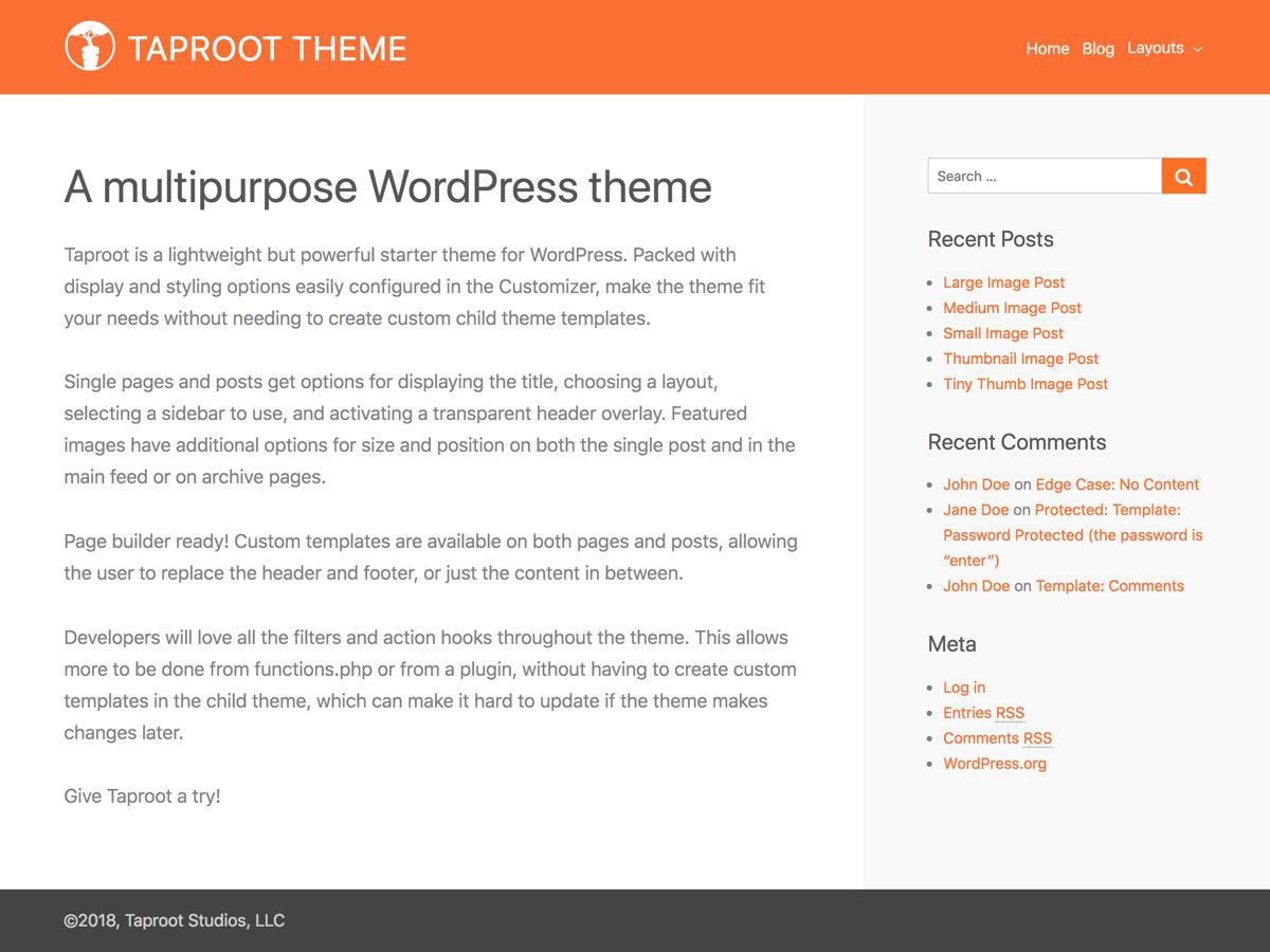 Download Taproot 0.9.6 – Free WordPress Theme