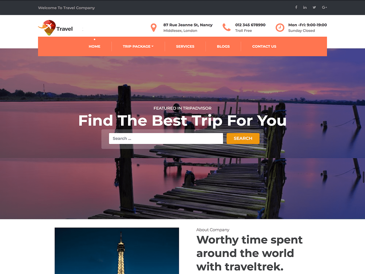 Download Travel Company 1.0.5 – Free WordPress Theme