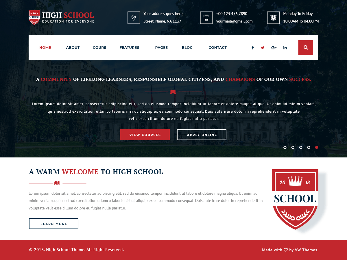 Download VW School Education 0.2 – Free WordPress Theme