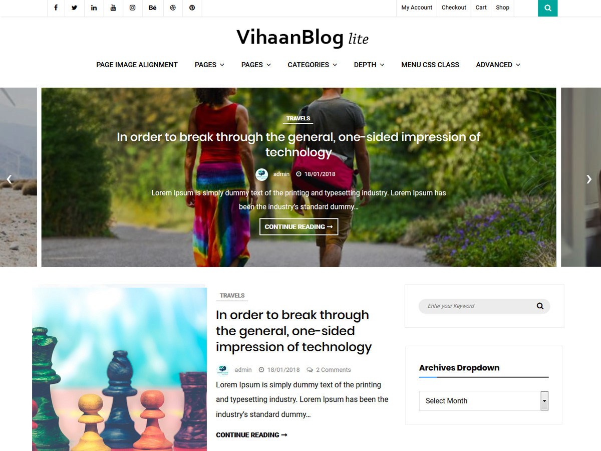 Download Vihaan Blog Lite 1.0.6 – Free WordPress Theme