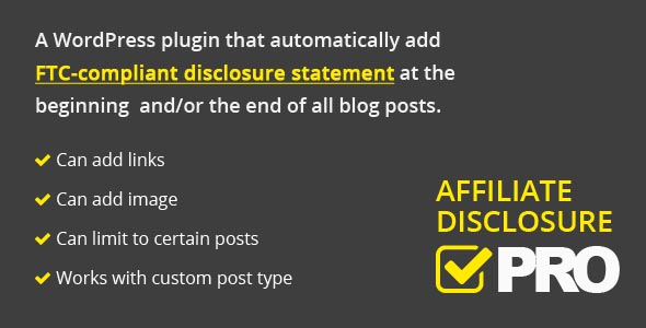 Download Affiliate Disclosure PRO WordPress Plugin - Free Wordpress Plugin
