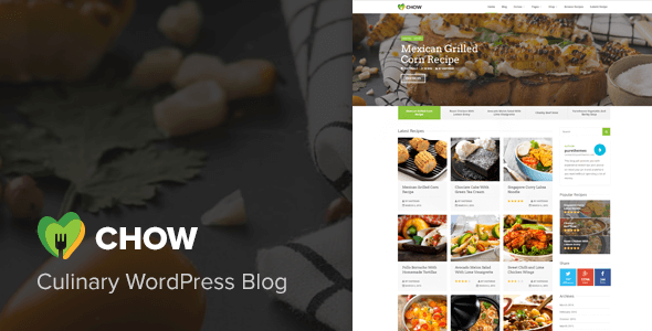 Download Chow v.1.2.1 - Recipe & Food WordPress Theme Free