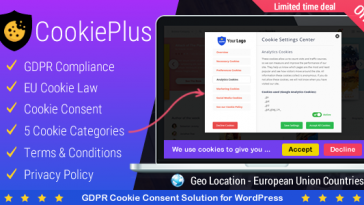 Download Cookie Plus GDPR Cookie Consent Solution for WordPress - Free Wordpress Plugin