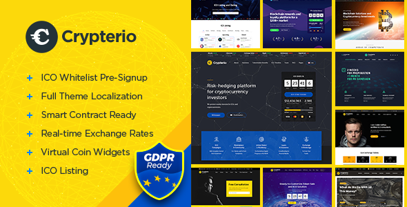 Download Crypterio - ICO Landing Page and Cryptocurrency WordPress Theme Free