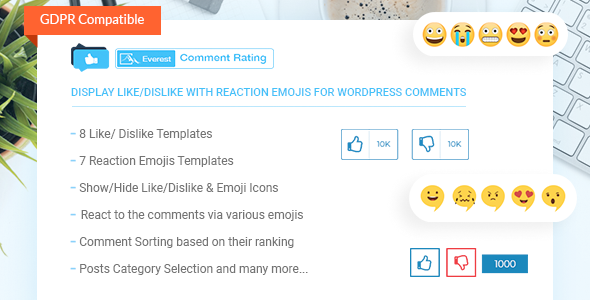 Download Everest Comment Rating Display Like/Dislike With Reaction Emojis For WordPress Comments - Free Wordpress Plugin