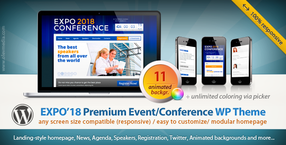 Download Expo18 v.4.5 - Responsive Event Conference WordPress Theme Free