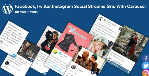 Download Facebook,Twitter,Instagram Social Stream Grid With Carousel for WordPress   – Free WordPress Plugin