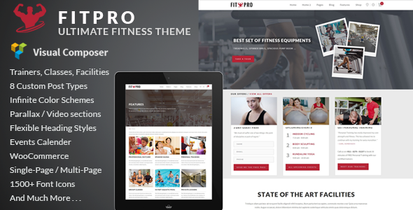 Download FitPro - Events Fitness Gym Sports WordPress Theme Free