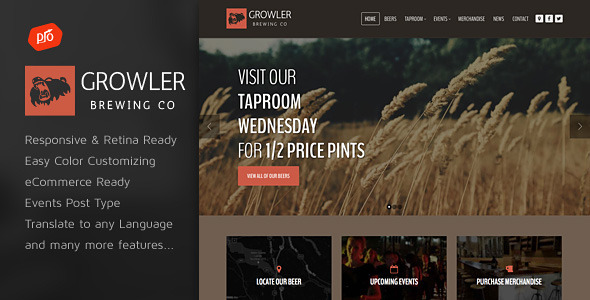 Download Growler v.3.0 - Brewery WordPress Theme Free