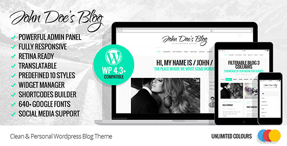 Download John Doe's Blog - Clean Wordpress Blog Theme Free