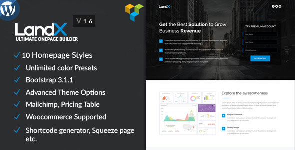 Download LandX - Multipurpose Wordpress Landing Page Free