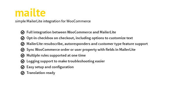 Download Mailte MailerLite integration for WooCommerce - Free Wordpress Plugin