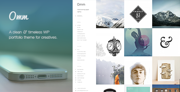 Download Omm - a carefully handcrafted, clean, minimal & responsive WP portfolio theme with a sidebar menu Free