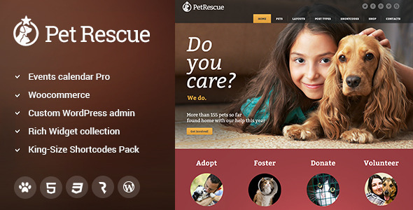 Download Pet Rescue - Animals and Shelter Charity WP Theme Free