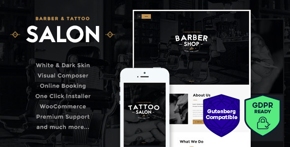 Download Salon - Barbershop & Tattoo Studio WordPress Theme Free