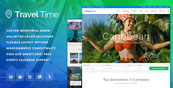 Download Travel Time v.1.0.3 - Tour, Hotel and Vacation Travel WordPress Theme Free