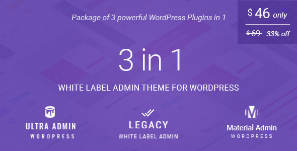 Download White label admin theme package for WordPress (3 in 1): (Ultra + Legacy + Material Admin)  - Free Wordpress Plugin