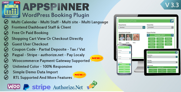 Download Woocommerce Appointment Booking & Scheduling Wordpress Plugin AppSpinner V 3.3 - Free Wordpress Plugin