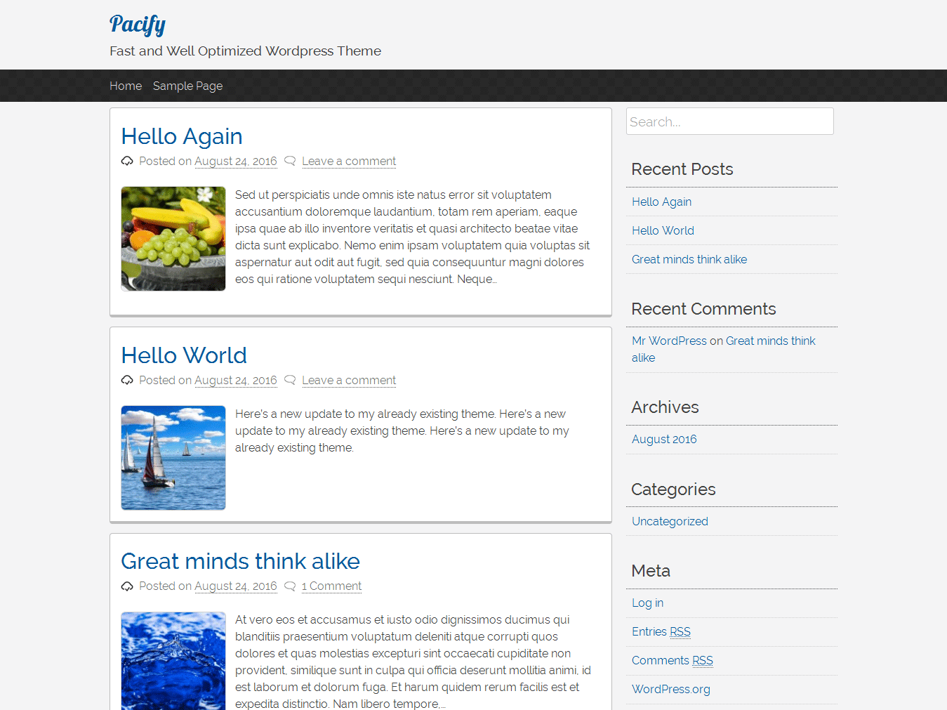 Download pacify 3.3 – Free WordPress Theme